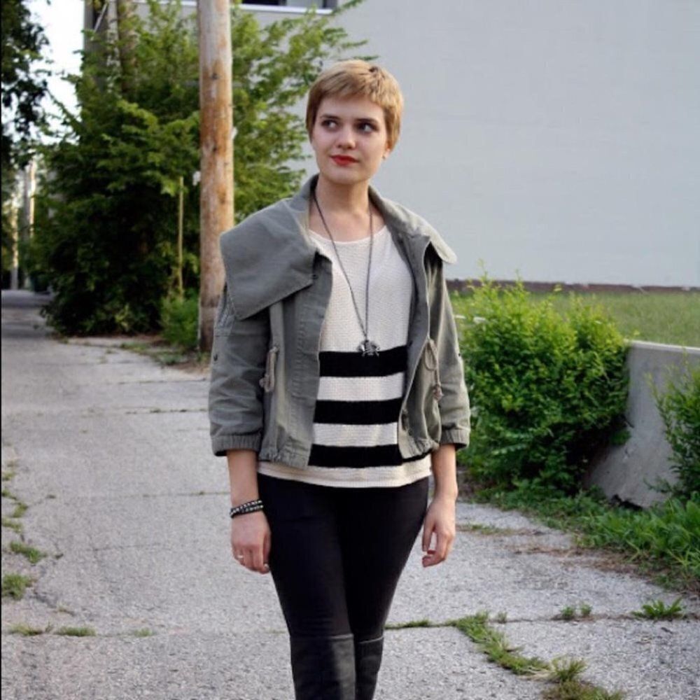 Anthropologie Military Cropped Coat Green Medium